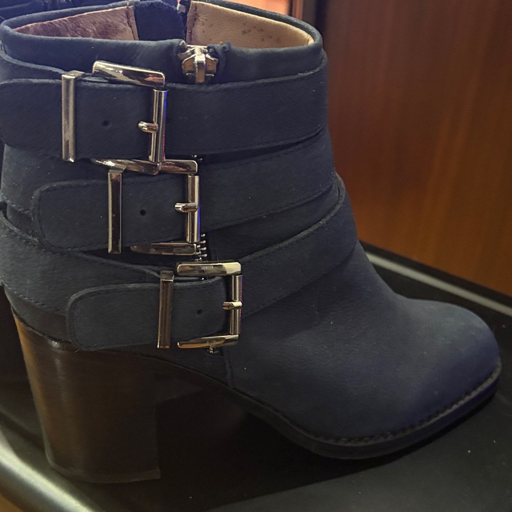 Jeffrey Campbell blue suede buckle boots, barely worn!